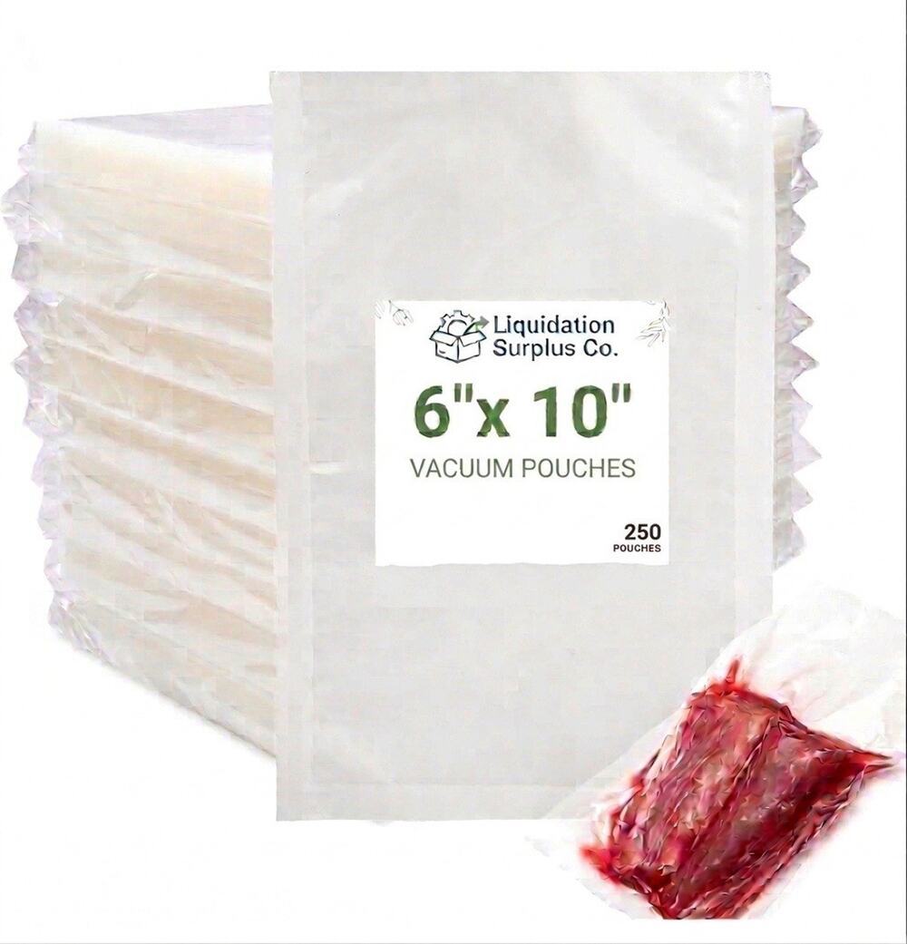 6x10 Vacuum Pouch Plastic 3MIL Clear Pouch Vacuum Koshe Approved - 250 Count